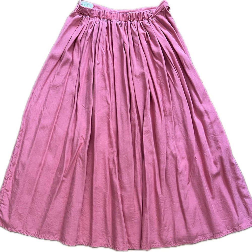 Pink Pleated Women's Midi Skirt